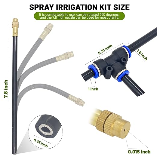 360° Adjustable Drip Irrigation System - 40FT Garden Watering System with 13 Nozzles, Garden Irrigation System, Greenhouse Accessories, Atomizing System for Yard, Lawn, Plants, 5/16 inch Tubing