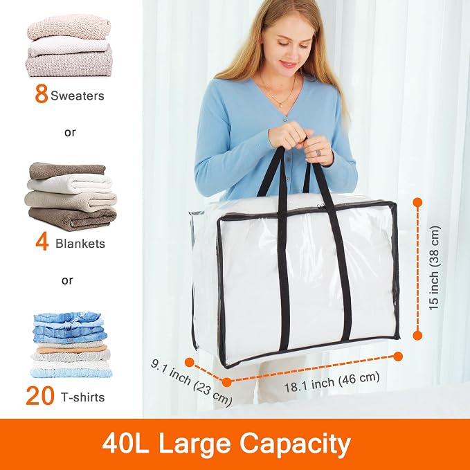 Vieshful 3 Pack Clear Storage Bags for Clothes Blanket Comforter & Bedding