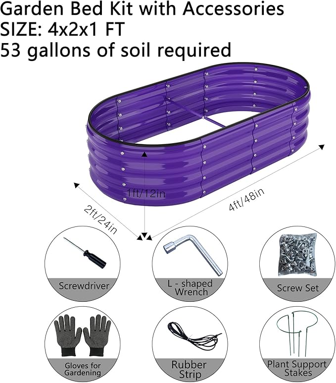 ZFHgarden Raised Garden Bed, 4x2x1ft Raised Beds for Gardening Outdoor for Vegetables Flowers Ground Planter Box，Galvanized Raised Garden Beds
