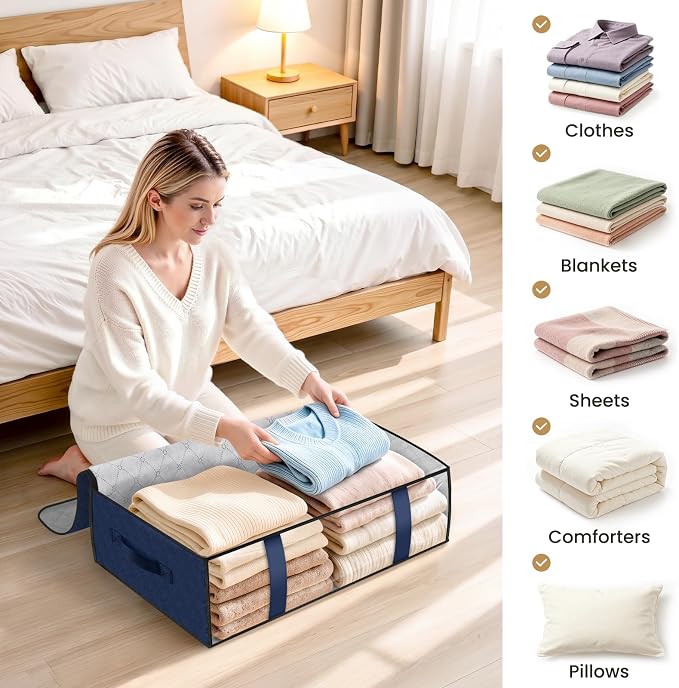 StorageRight Under Bed Storage Bags, 6 Pack, 40L, Blue