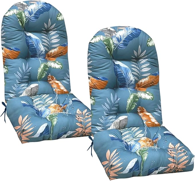 Outdoor Adirondack Chair Cushions Set of 2 with High Back Waterproof Rocking Chair Cushion Thick Patio Chair Seat Cushion for Indoor Outdoor Furniture,BlueYe 47 * 19.68 * 3.9"