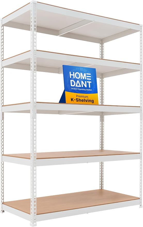 HOMEDANT White 47.7" Deep 5 Tier Storage Shelves Garage Shelving Unit Metal