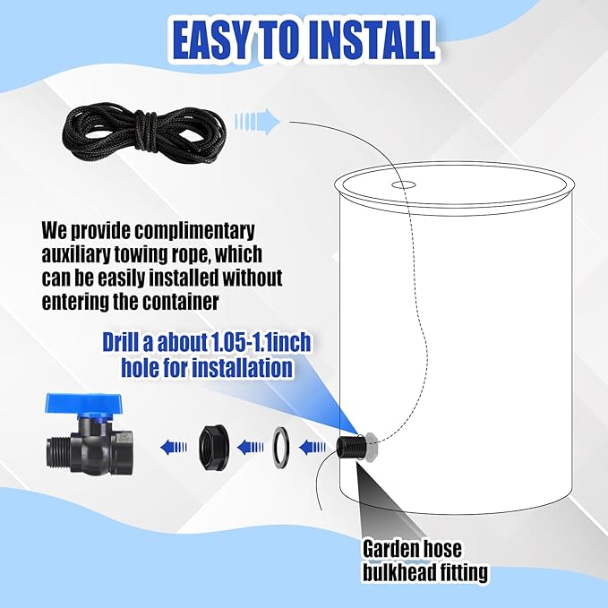 12 Packs Rain Barrel Spigot Kit 3/4" GHT Heavy Duty Plastic Garden Hose Shut Off Ball Valve Water Garden Hose Connector for Rain Barrels Telescopic Water Pipe(PVC Valve)