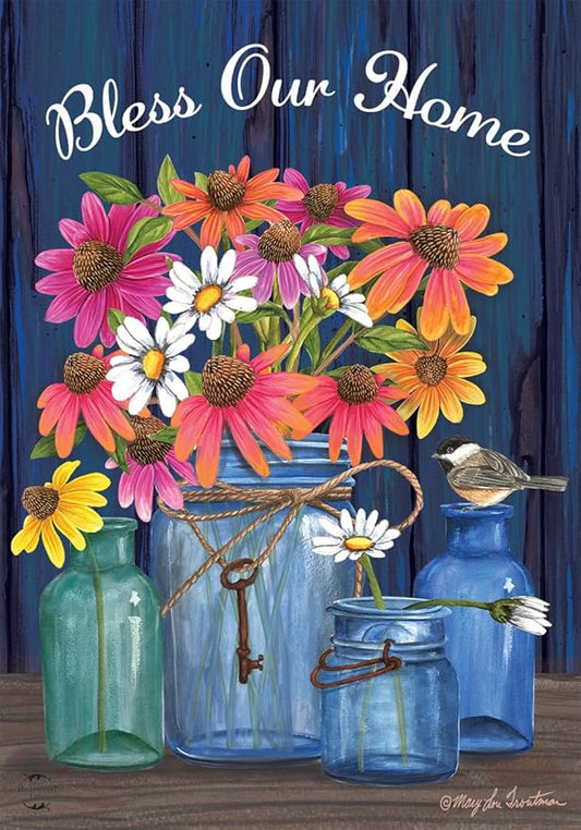 Briarwood Lane Bless Our Home Mason Jars Summer Garden Flag