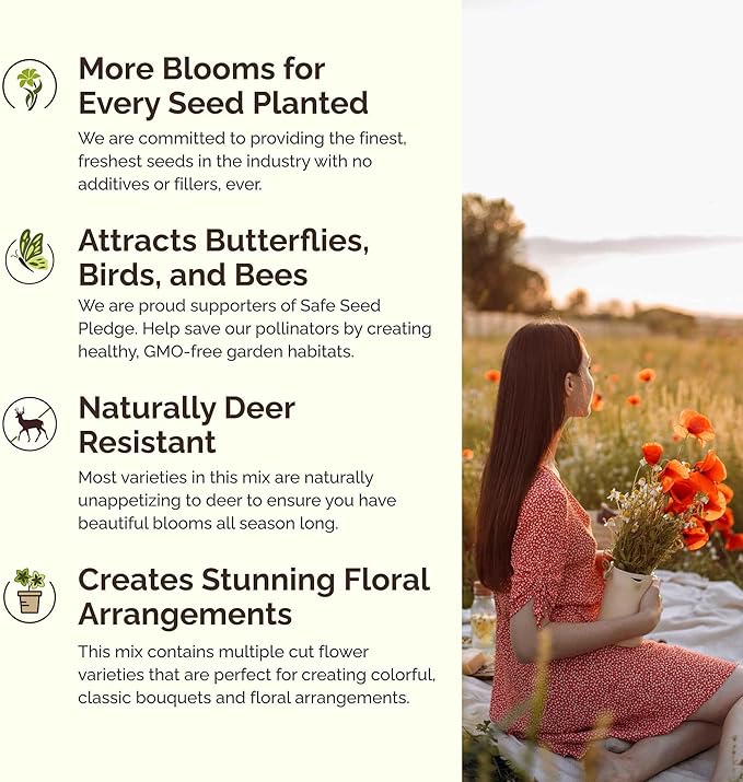 Eden Brothers Washington Wildflower Mixed Seeds for Planting, 1 lb, 480,000+ Seeds with Cosmos, Bluebell | Attracts Pollinators, Plant in Spring or Fall, Zones