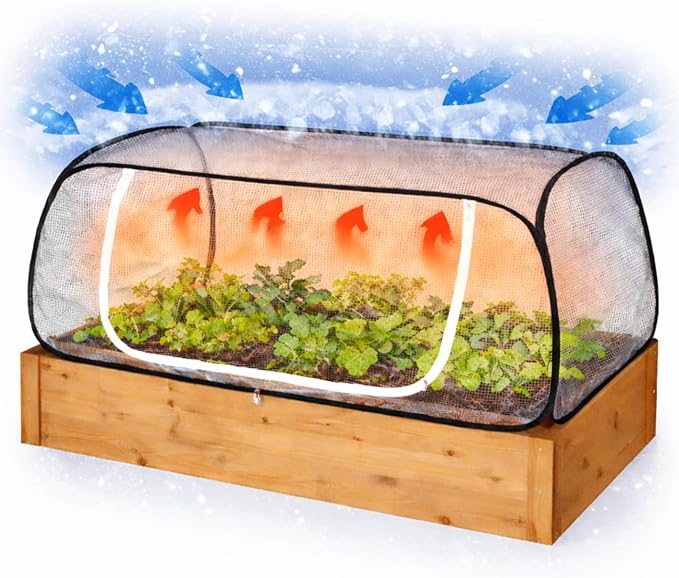 Greenhouse Cover for Raised Garden Bed-45''x22''x18'' Raised Bed Cover Freeze Protection with Zipper Door in Winter,Seedlings Plants Growth Cover Against Pests & Animals in Spring