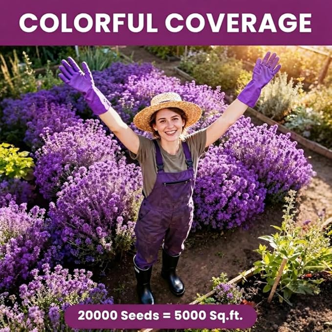 20000+ Creeping Thyme Seeds for Planting, Non-GMO Ground Cover Seeds, Fragrant Lawn Alternative for Garden, Paths & Landscaping (10g / 0.35 oz)
