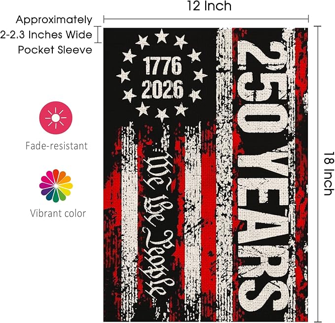 250 Anniversary Usa Garden Flags for Outside, 250 Anniversary USA Flag We the People 1776-2026 Patriotic 4th of July Decorations Yard Sign Double-Sided Waterproof Flag 12x18 Inch 250 Year American Flag
