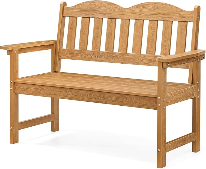 Garvee Garden Bench, 2-Person Poly Lumber Patio Bench,Slatted Patio Loveseat, for Use in Yard, Garden, Porch, or Park