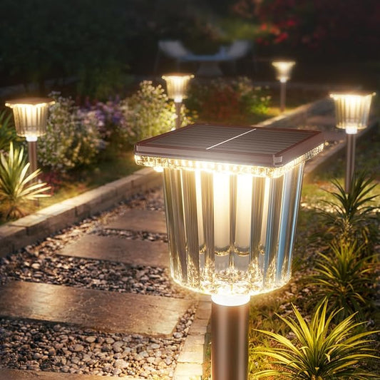 Super Bright Solar Outdoor Lights Waterproof Pathway Powered 4-Pack, Adjustable Warm&Cool White, Garden Decor Outside for Front Porch Yard/Patio/Walkway/Driveway/Lawn/Flowerbed/Landscape Lighting