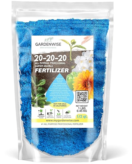 Gardenwise 20-20-20 Water-Soluble Fertilizer – Powder for Liquid Plant Food for Indoor & Outdoor Plants, Orchids, Vegetables, Lawns, Flowers – 20 20 20 Fertilizer 1/2 Quart (1 lb)