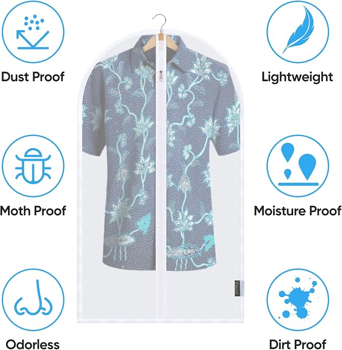 BALEINE 6PK Garment Bags for Hanging Clothes, 40" Suit Bag for Closet