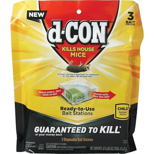 d-Con Disposable Corner Fit Mouse Bait Station - 0.5 Oz (Pack of 3)