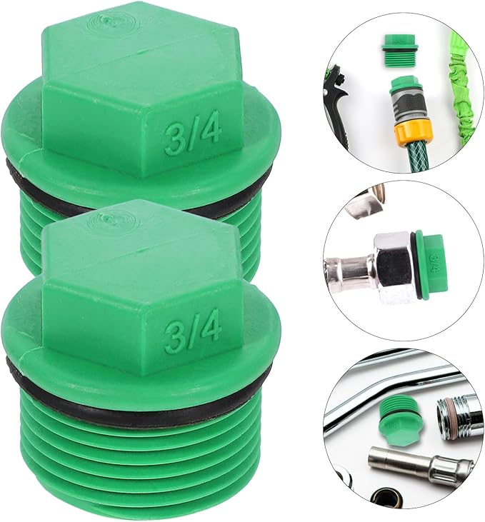 POPETPOP 10 Pieces 3/4 Garden Hose Caps and Plugs, Male Thread Pipe Plug End Cap, PPR Material Garden Irrigation Tubing Stopper Drain for Splitters, Manifolds, Rain Barrels - Prevents Leakage