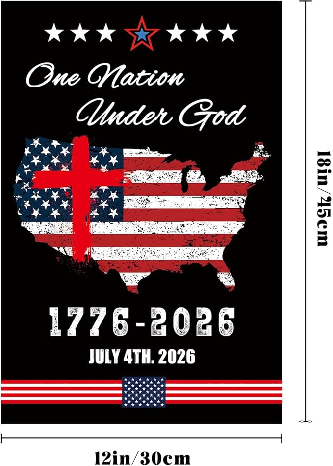 12X18INCH 250th Anniversary USA 1776-2026,Eagle Cross Design One Nation Under God Garden Flag Patriotic Signs Hanging Decor Outdoor Yard Decor (G)