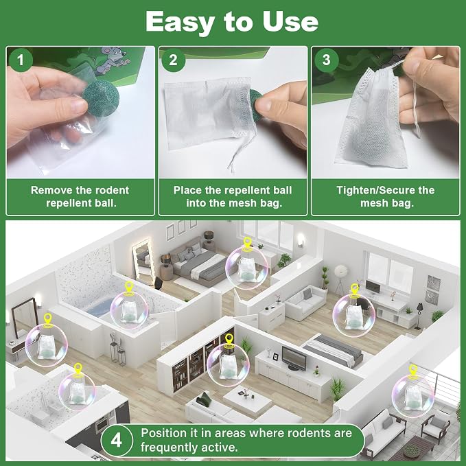Mouse Rodent Repellent, 32 Pack Peppermint Oil Repellent for Pests