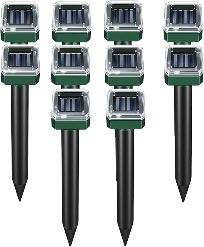 Mole Repellent 10 Packs Solar PoweredSnake Repellent Ultrasonic Vole Snake Repeller for Lawns and Yards Waterproof Outdoor Gopher Repeller Effective for Garden
