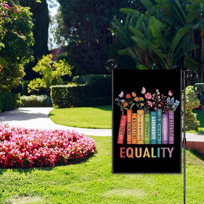 Love Peace Inclusion Kindness Change Diversity Unity Compassion Justice Equality Garden Flag, Double Sided Yard Outdoor Lawn Porch Decor Banner, Empowerment Gifts for Family Friend Coworker