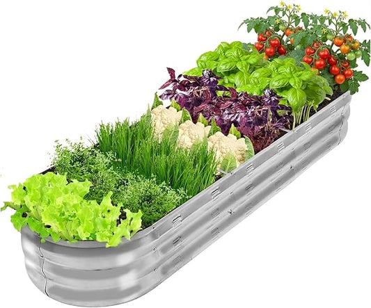 GADI 67-Inch Galvanized Raised Garden Bed, Metal Planter Box for Vegetables and Flowers, Large Outdoor Gardening Kit, Easy DIY Assembly, Weather-Resistant & Rust-Proof