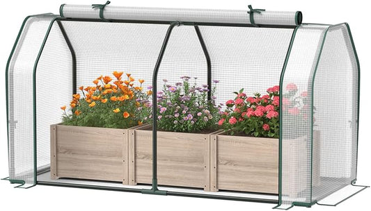 Giantex Mini Portable Greenhouse - for Raised Garden Bed, 47''x21.5''x24'' Outdoor Greenhouses with PE Cover, Roll-Up Zipper Door, Waterproof Plant Shelter for Garden Patio Lawn Vegetables & Flowers