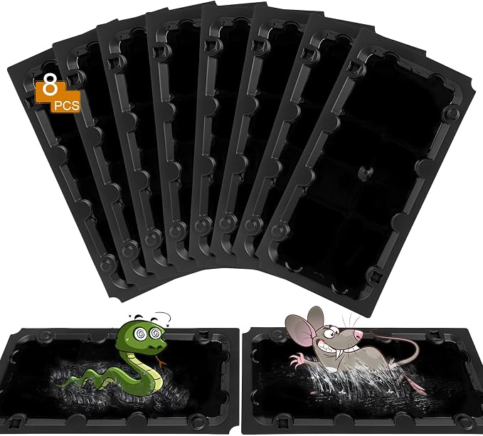 8 Pack Glue Sticky Mouse Trap Rat Traps Indoor for Home, Rats, Snake | Peanut Taste Pheromone, Large Size 10“*5"