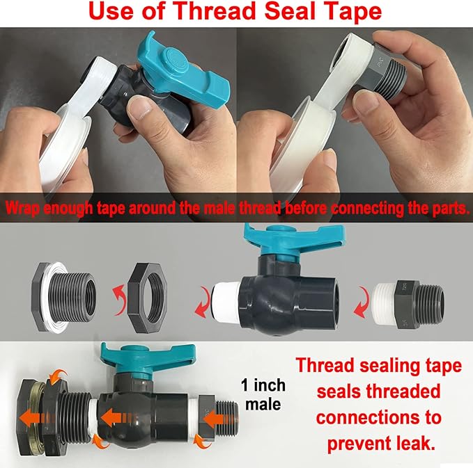 Rain Barrel Spigot Kit with a Hole Saw Include 1" (diameter 32 mm) PVC Bulkhead Fitting Ball Valve Thread Seal Tape and Garden Hose Male Threaded Adapter for 1" Female Threaded Connector(1 inch)