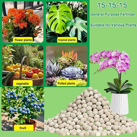 15-15-15 All Purpose Granular Garden Fertilizer for Flowers and Vegetable Beds, Indoor/Outdoor Plants, Fruit Trees and Lawns, Promotes Fruit Growth and Big Blooms(1LB)