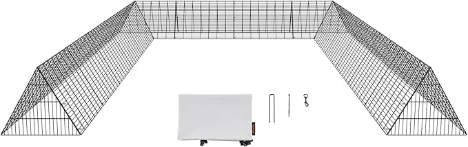 VEVOR Chicken Tunnels for Yard, DIY Metal Poultry Playpen for Outside with Waterproof Cover & Corner Frames, 2 Sets, 236.2 x 157.5 x 24.2 inch(LxWxH), Also Widely Used for Ducks, Rabbits, Geese Coop