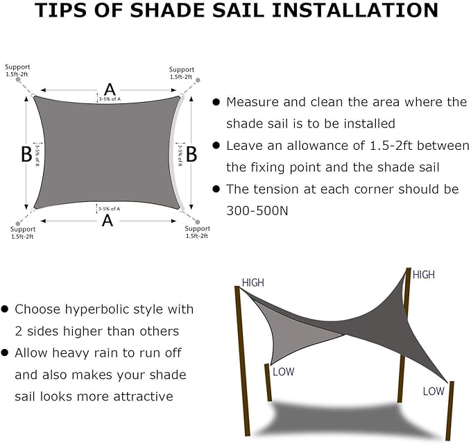 Shade&Beyond Custom 24'x24' Sun Shade Sail Canopy Square UV Block Breathable Curved Sunshade for Backyard Yard Deck Outdoor Facility and Activities, Light Grey (We Make Custom Size)