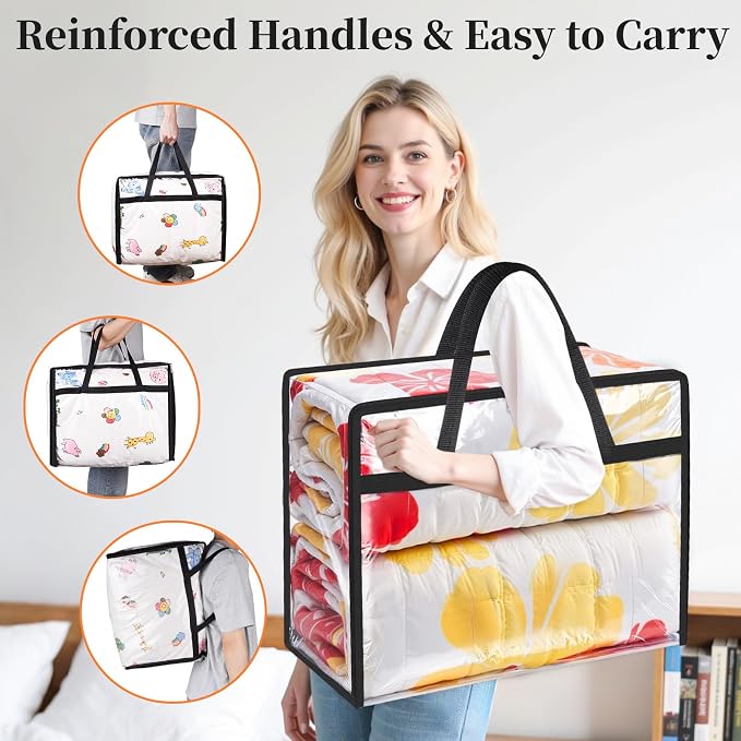 SpaceTrove Clear Storage Bags, 6-Pack Under Bed and Closet Organizers 90L