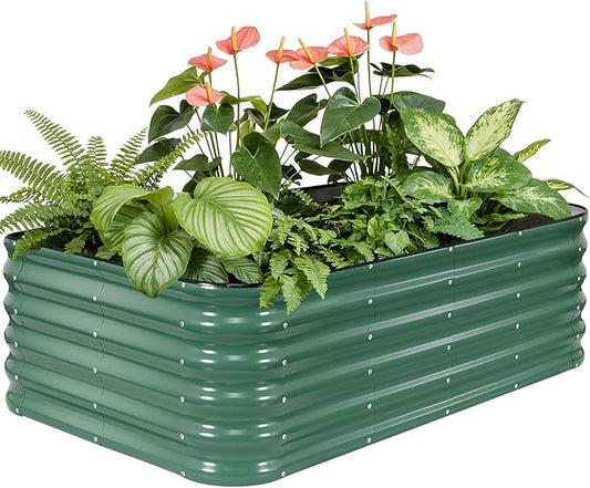 5×3×1.4FT Galvanized Raised Garden Bed Outdoor, Metal Raised Garden Bed Kit, Large Planter Raised Beds, 4 In1 Modular Raised Planter Box Outdoor,Raised Beds for Gardening for Vegetables Flowers Herbs