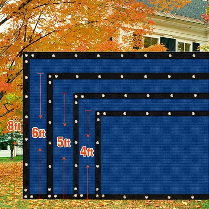 iCover 6x12ft Privacy Screen Fence, Outdoor Fencing Panels, Garden Windscreen Mesh Shade Sail Net Barrier, Fence Privacy Screen Reinforced Bindings and Brass Grommets Cable Zip Ties, Blue