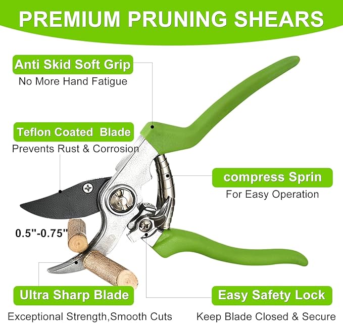 Loppers for Tree Trimmer 15" Branch Cutter and Garden Shears Set Bypass Pruning Shears,Rust-Resistant Clipper,1.5" Diameter Cut Capacity,Shock-Absorbing Handle,Gardening Pruners for Yard,Plant,Hedge