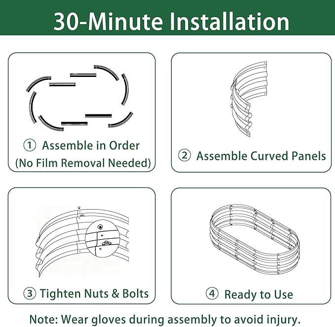Gartist 2 Pack Raised Garden Bed Kits, 4x2x1FT Green Oval Galvanized Outdoor Planter Beds, Easy Assembly Metal Raised Bed for Vegetables, Flowers & Herbs