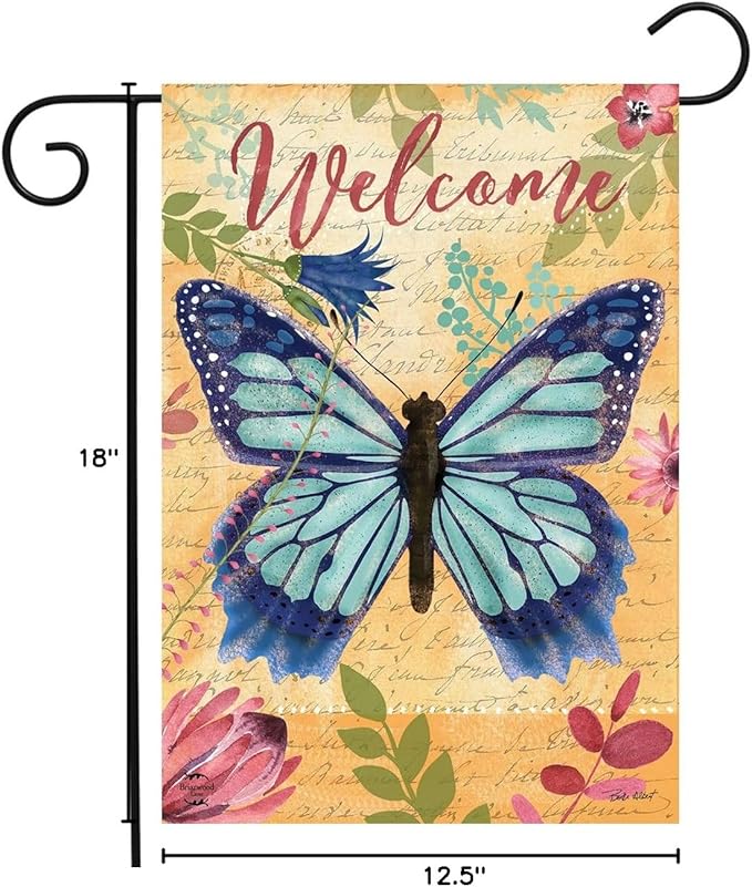 Beautiful Butterfly Spring Garden Flag 18" x 12.5" Briarwood Lane