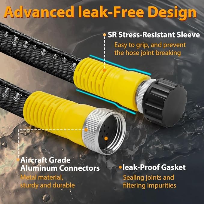 LAVEVE Heavy Duty Flat Garden Soaker Hose 25FT, Flexible Water Hose Irrigation Tubing, Leakproof Drip Hose Watering for Garden, Lawn, Flower Bed, Vegetable