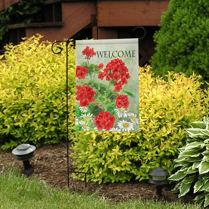 Briarwood Lane Red Geraniums Summer Garden Flag