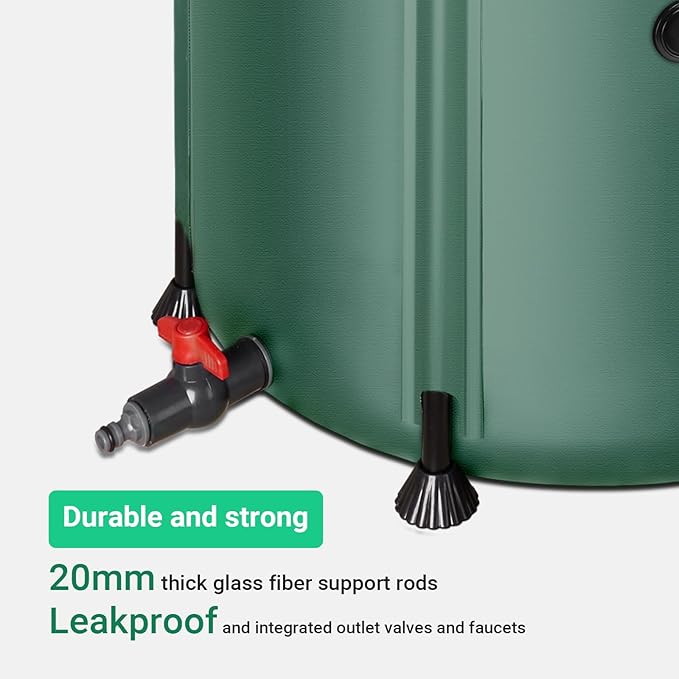 FAMIROSA 50 Gallon / 200L Rain Barrel, Collapsible Rain Barrels to Collect Rainwater from Gutter with Spigots and Overflow, 500D PVC Portable Rain Water Collection Catching System, Water Catcher Tank