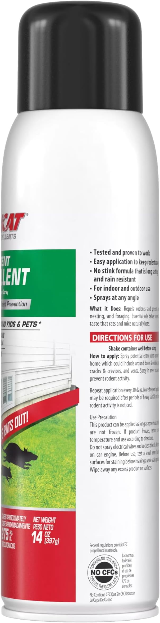 Tomcat Repellents Rodent Repellent Continuous Spray, 14 oz. | Indoor and Outdoor Mouse and Rat Deterrent, No-Stink Cinnamon, Peppermint and Garlic Essential Oil Formula