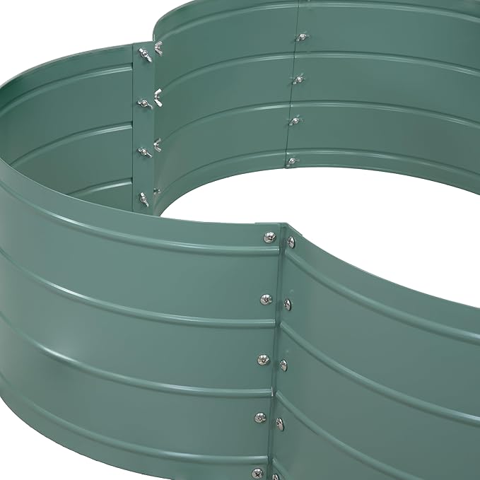 Sunnydaze Galvanized Raised Garden Bed - Metal Raised Bed for Gardening - Outdoor Planter Box for Flowers, Plants, and Vegetables - Green - 12” H Clover