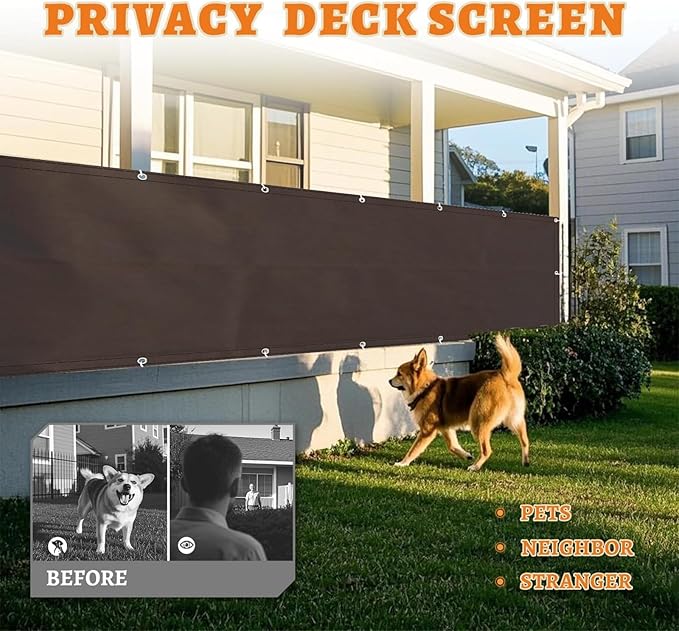 Waterproof Fence Privacy Screen 3'3"x6'6" Polyester Balcony Sun Shade Cloth Outdoor Shade Sail Decorative Fences for Deck Patio Backyard Porch Railing