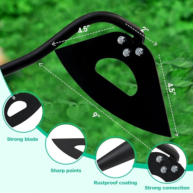 Lilyvane Hardened Hollow Hoe with Long Handle - 85 Inch -Heavy Duty Garden Hoes for Weeding Loosening Soil Digging Planting Ridging, Handy Hoe Garden Tool