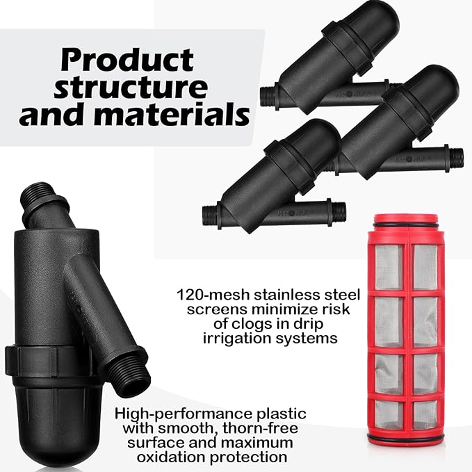 Glooglitter 1 Pcs Drip Irrigation Inline Y Filter with Mesh Screen, 3/4" x 3/4" Male Thread Connections Hydroponics Y Filter for Garden Greenhouse Agricultural Drip Sprinkler Irrigation
