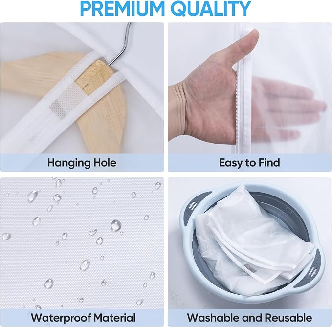 BALEINE 2PK Garment Bags for Hanging Clothes, 60" Suit Bag for Closet