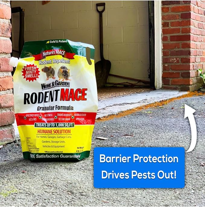 Nature's MACE Rodent Mace Repellent 66 lb Granules | Covers 13,200 Sq Ft, Granular Outdoor Rodent Deterrent, Repel Mouse, Mice, Rats, For Indoor & Outdoor, Pet Safe.