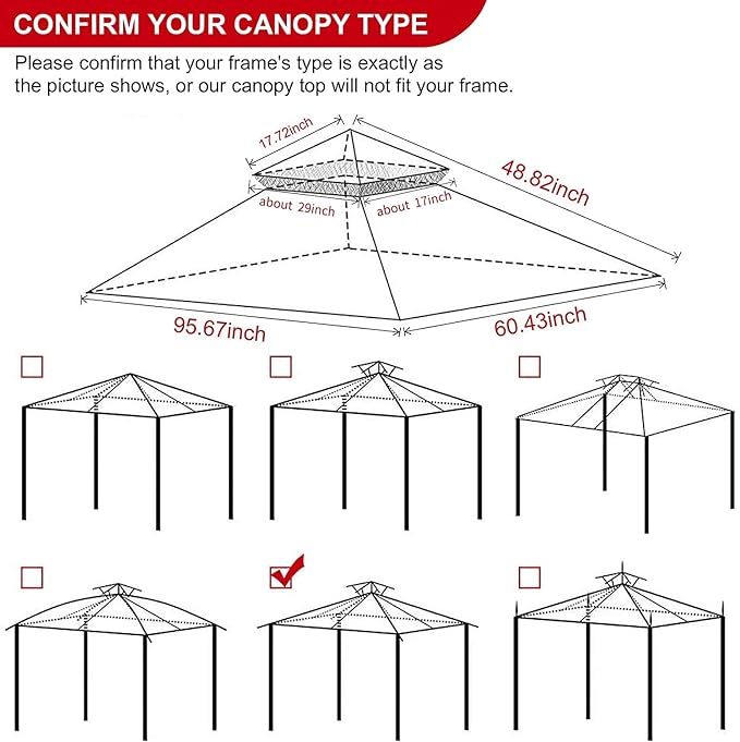 Eurmax USA High Performance Grill Gazebo Canopy Replacement Cover 5x8 BBQ Shelter Top (Gray)