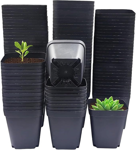 RooTrimmer Square Nursery Pots 2.7 Inch, Seed Starting Pot with Drainage Small Plastic Plant Pots Flower Planter (Black 1200pcs, 2.7" 1200P)