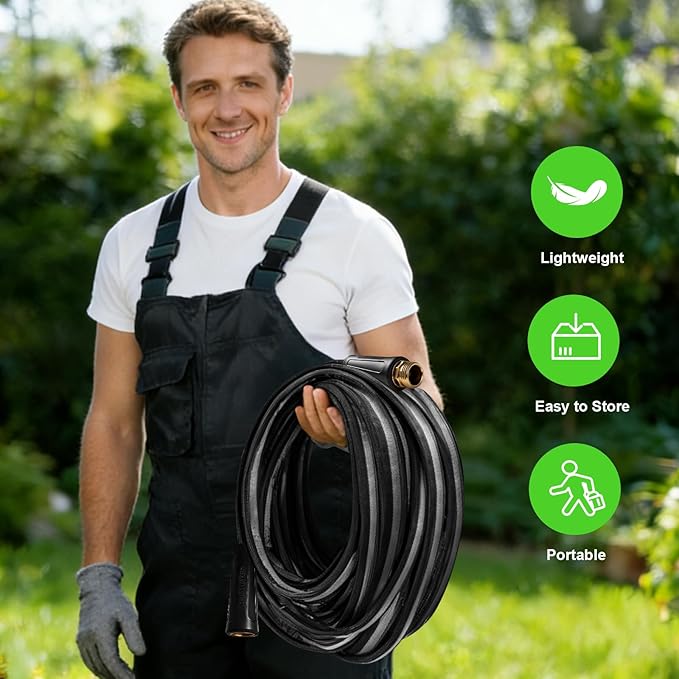 50ft Garden Hose Lightweight Flexible Water Hose, Abrasion Resistant, Kink Free, Durable Sturdy Hoses 2025 Up Graded Thicken Waterhose 700 PSI for Outdoor, RV, Marine, Convenient Storage, 3/4GHT