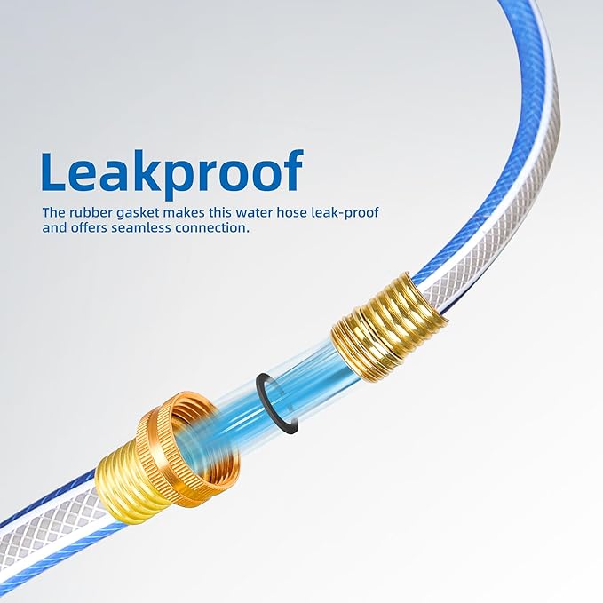 Blue Garden Hose 3/4 in. x 25 ft. -Non Kinking, Leak Free, Flexible, Male to Female Fittings -Heavy Duty Lightweight Durable PVC Water Hose -150PSI Work & 500PSI Burst, for Lawn & Commercial Use