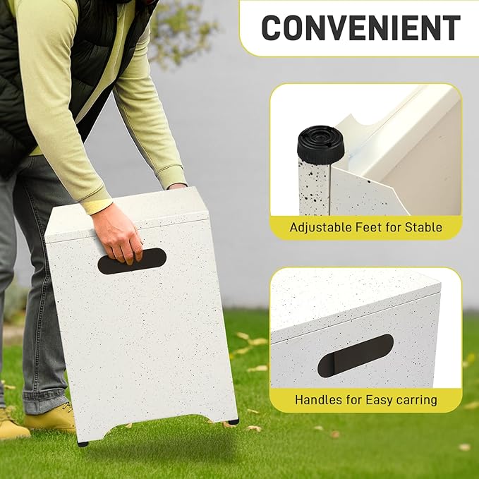 Outvita Outdoor Propane Tank Cover Table, 16in Propane Tank Storage Box with Carry Handle, Powder-Coated Steel, Multi - Use as Side Table for Patio, Garden & Living Room,16*16*21inch, marble color